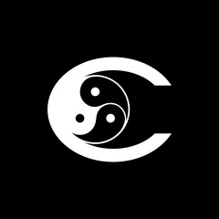 Logos are the letter C and yin yang. Outline and unique.