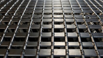 Sleek Modern Industrial Steel Grid Texture with Brushed Metal Finish