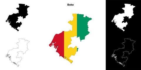 Fototapeta premium Boke region outline map set