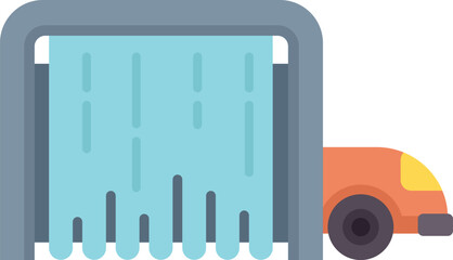 Car wash service station with automatic water brushes cleaning vehicle