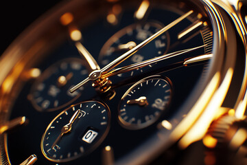 The intricate details of a luxury watch shine elegantly, showcasing fine craftsmanship and timeless design