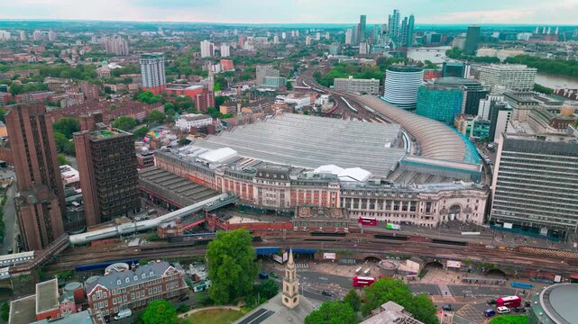 Aerial shot near Waterloo Road London UK