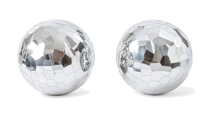 Set of Silver Disco Balls Isolated on a Clear Background Generative AI