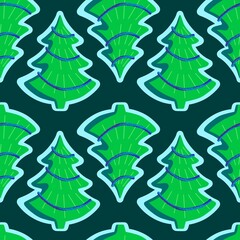 Christmas tree seamless new year pattern for wrapping paper and fabrics