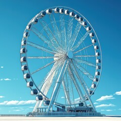 Vector of a Ferris wheel from a ground view, emphasizing its height