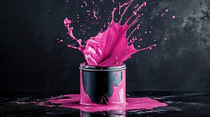 A pink photograph reflecting off a can, floating on a pitch-black background, creates an eye-catching image.