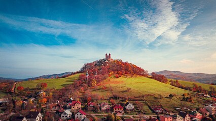 Autumn view of the mountains Kalvária Banska Stiavnica