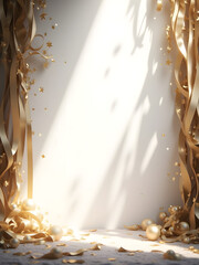 luxurious background with golden & silver accents, with blank space in the center