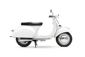 Obraz premium White retro scooter isolated on white background with clipping path