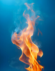 Fire flames floating or flying isolated on light blue background