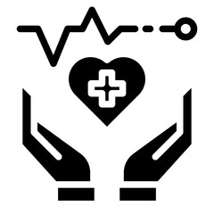 Hand hold heart beat icon