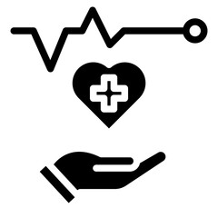 Hand hold heart beat icon