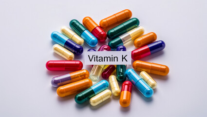 Pharmaceutical capsules with the inscription vitamin K