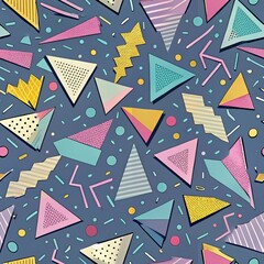 Obraz premium Colorful geometric pattern with triangles and shapes in retro style