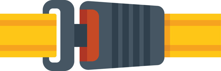 Yellow safety belt is shown fastened, emphasizing the importance of security and protection while traveling in a vehicle