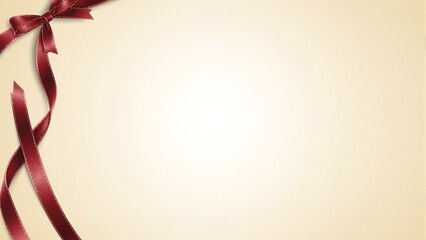 Luxurious fall themed background with burgundy ribbon on beige surface