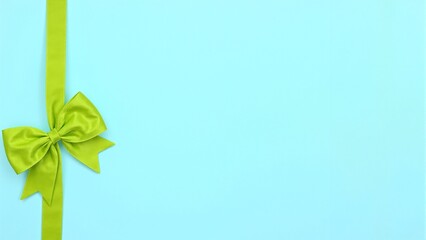 Vibrant lime green ribbon on light blue background playful and energetic