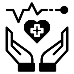 Hand hold heart beat icon