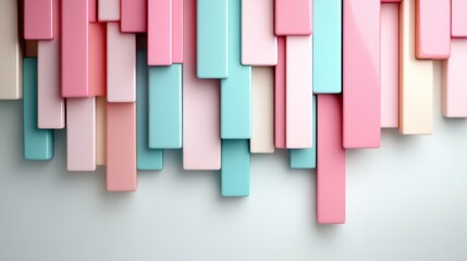 Pattern of overlapping rectangles in pastel shades of pink, blue, and cream, creating an inviting and soothing visual texture reminiscent of modern art.