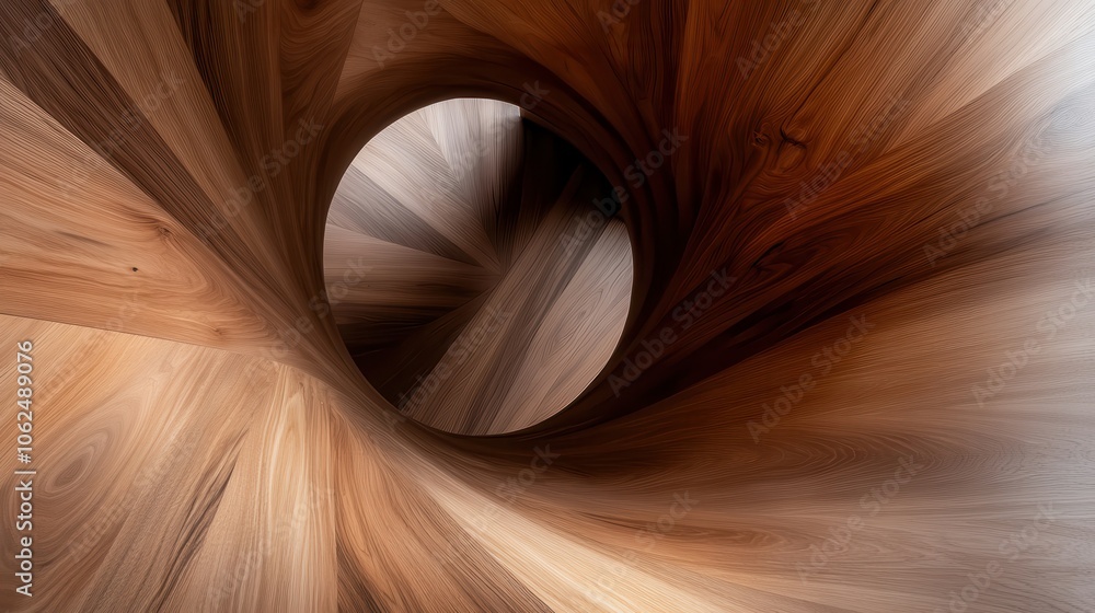 Poster an abstract wooden tunnel with swirling patterns creates a mesmerizing visual experience through the