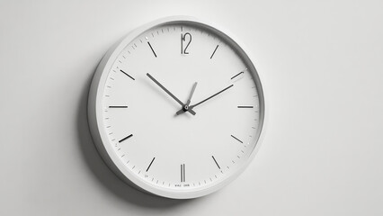 Timeless elegance of a minimalist clock on a clean wall showcasing simplicity at midday