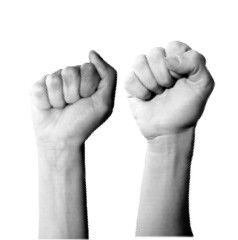 Halftone Fists. Illustration for Protest and Solidarity, Strength