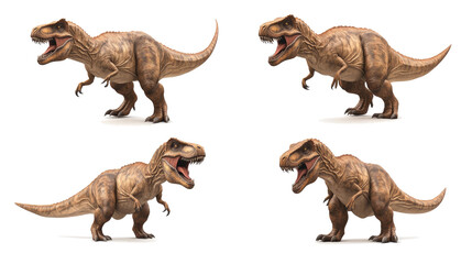 Collection of Detailed Tyrannosaurus Rexes on Transparent Background Generative AI