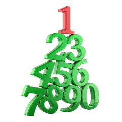 Obraz premium Christmas Tree from numbers. Abstract Minimalistic Christmas Tree. 3D rendering isolated on transparent background