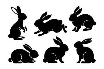 Modern Silhouettes of Easter Rabbits for Festive Art