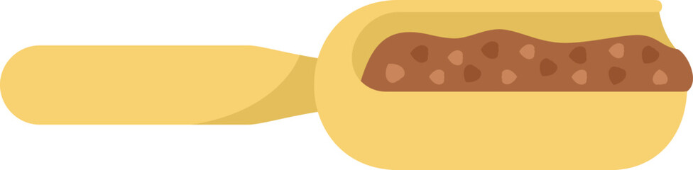 Wooden scoop is holding a scoopful of brown sugar or ground coffee