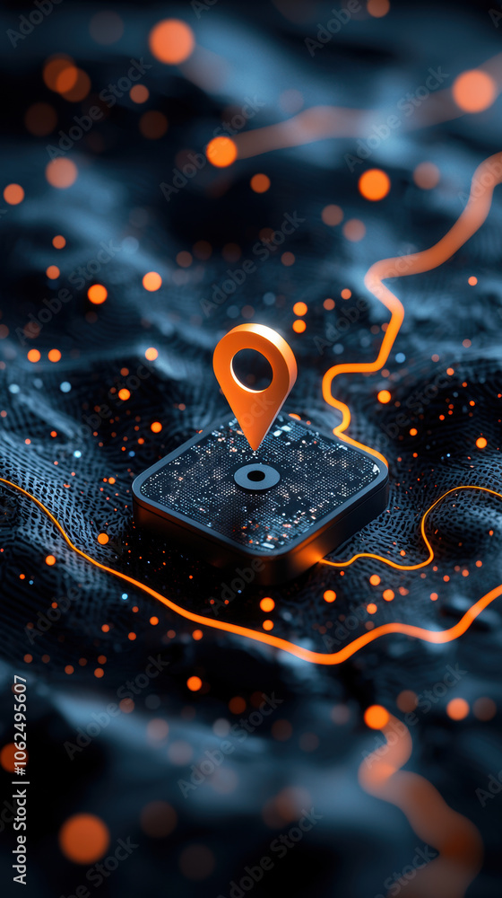 Poster dynamic map with location marker, showcasing property equity and loan data. vibrant orange highlight