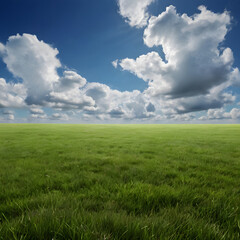 Obraz premium Green plains under blue sky