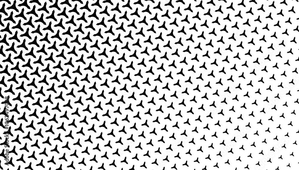 Poster black and white seamless transition pattern with geometric shapes. fade and disappear effect for bac