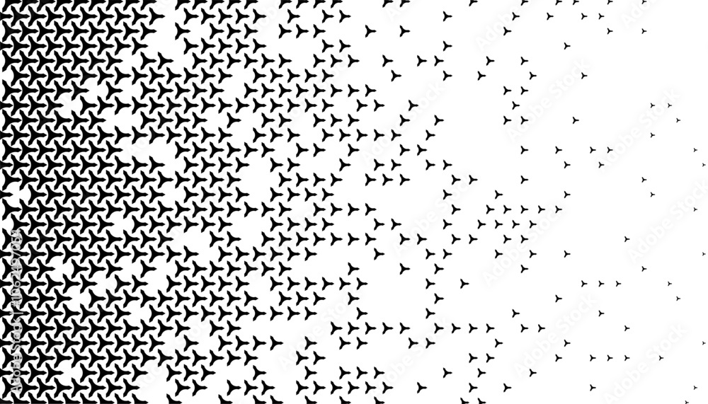 Poster black and white abstract transition geometric pattern. sharp shape with disappear effect for backgro