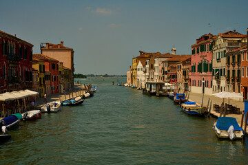 Venice and its canals ,boats,sculptures and birds