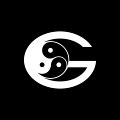 Logos are the letter G and yin yang. Outline and unique.