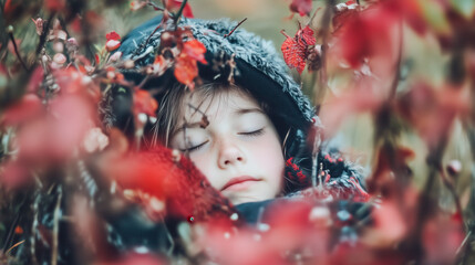 Fototapeta premium portrait of a girl in the forest in autumn