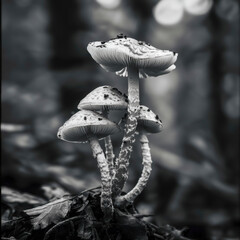 white mushrooms in the forest