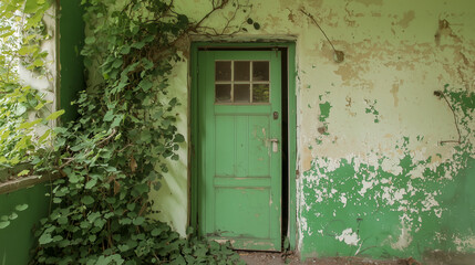 old house with green door