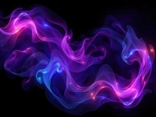 Smoke veils swirling and rotating under vibrant lights, mesmerizing, magical