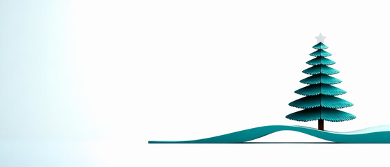 Stylized Christmas tree with a star on a white isolate background.