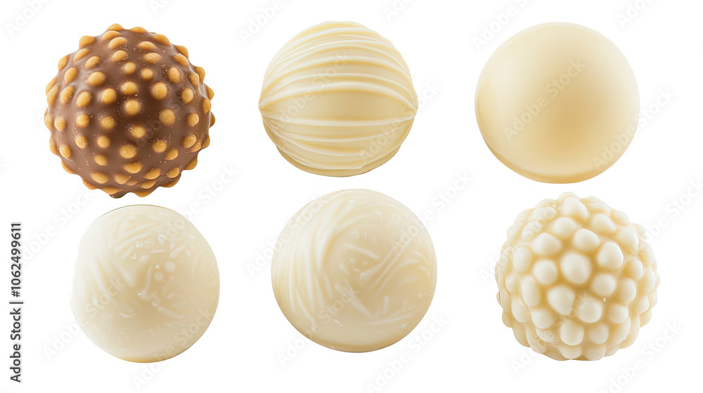 Poster assorted white chocolates on clear background generative ai