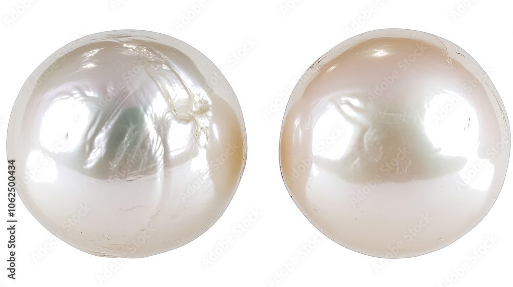 Aufkleber elegant collection of white pearls isolated on a clear background generative ai