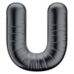 Asset 3D Alphabet Letter U Black Balloon Black Friday Birthday Isolated Background