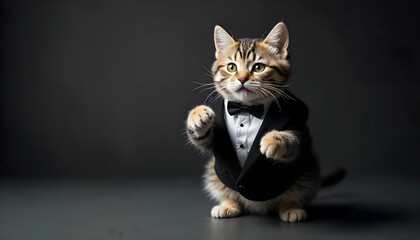 Cute Cat in a Tiny Tuxedo with a mini bow tie