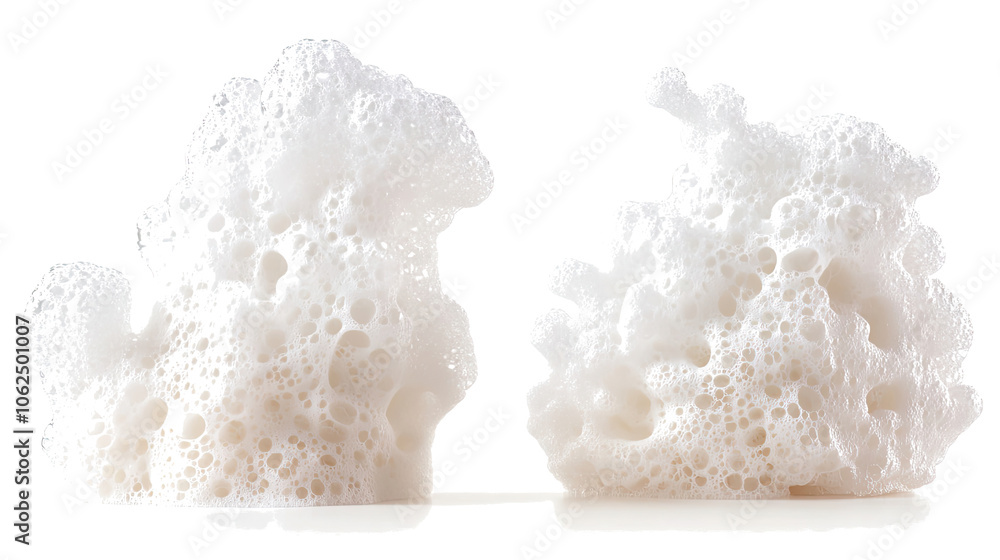 Poster collection of white soap foams isolated on a transparent background generative ai