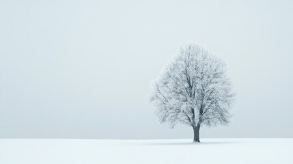 Fototapeta premium Solitary Tree in a Snowy Landscape