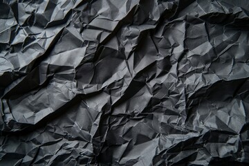 Photo of Crumpled sheet of black paper. Background texture for backdrops or mapping