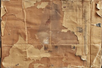 Photo of Crumpled sheet of brown cardboard paper. Background texture for backdrops or mapping