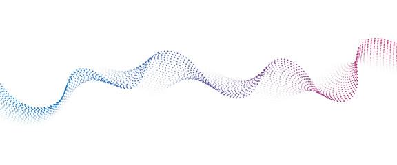 Flowing Dot Wave halftone gradient pattern on transparent background	
